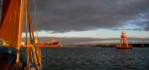 Bergère de Domrémy get into port at sunset